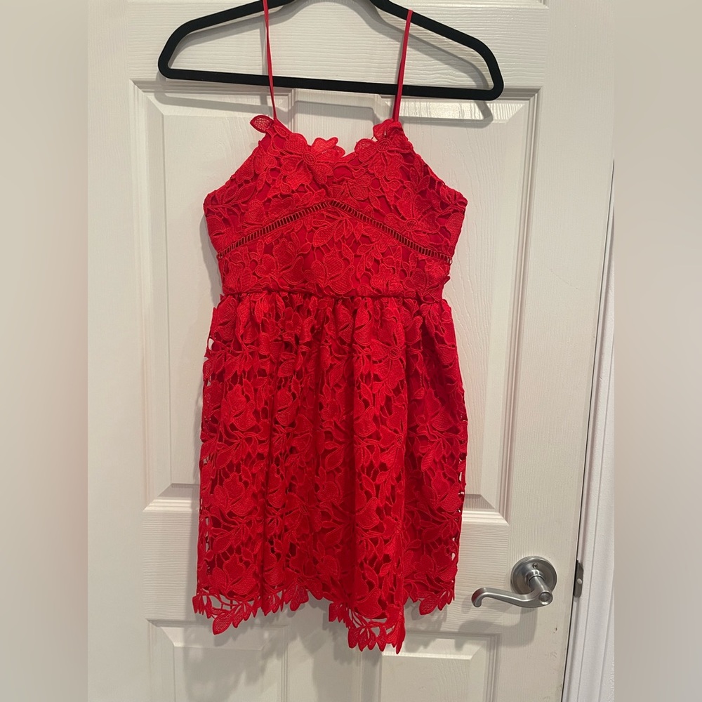 Bardot Junior Red Floral Lace Dress